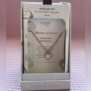 Luna Norte Gold Necklace with Pink Heart Mother-of-Pearl Pendant